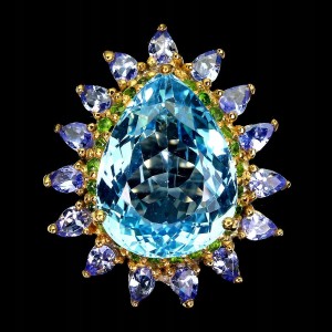 Pierścionek 21ct sky blue topaz tanzanity r 19