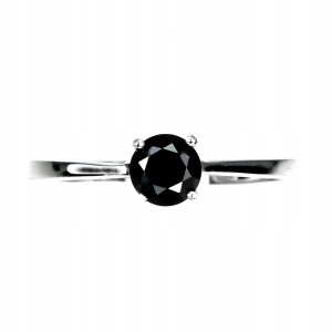 Pierścionek naturalny 0.74ct czarny diament r 19