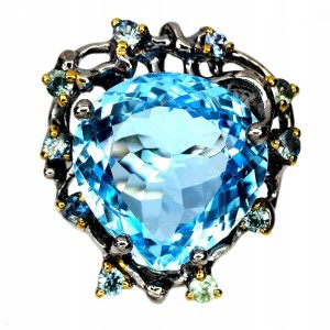 Pierścionek 21ct sky blue topaz szafiry r 16.5