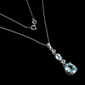 Delikatny naszyjnik sky blue topazy naturalne925 3