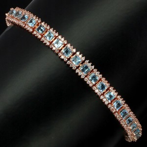 Bransoletka srebrna 925 naturalne sky blue topazy
