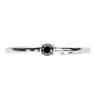 Pierścionek natural 0.135ct czarny diament r 19.5