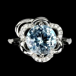 Pierścionek delikatny natural sky blue topaz r 15
