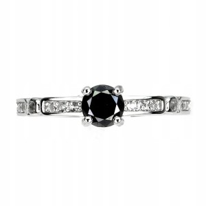 Pierścionek 925 czarny diament topazy 0.49ct r 14