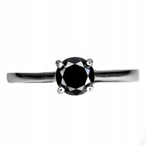 Pierścionek srebrny 0.745ct czarny diament r 17