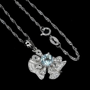Delikatny naszyjnik sky blue topaz naturalny 925 4