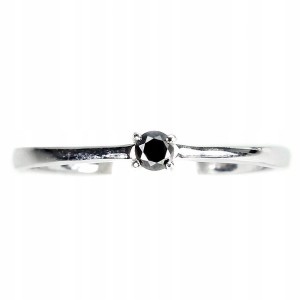 Pierścionek r 19.5 natural 0.135ct czarny diament