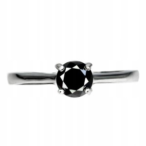 Pierścionek naturalny 0.70ct czarny diament r 19