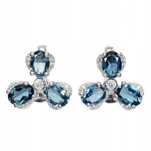 Kolczyki srebrne london blue topazy cyrkonie 4 925