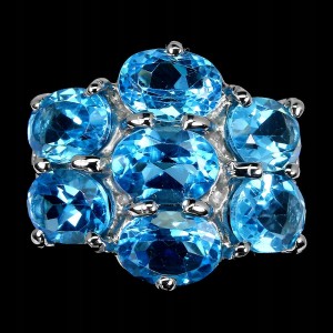 Pierścionek 925 naturalne swiss blue topazy r 19.5