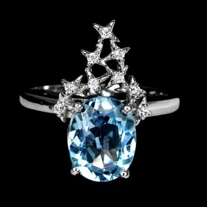 Pierścionek naturalny sky blue topaz r 14 925