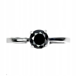 Pierścionek naturalny 0.62ct czarny diament r 8.5